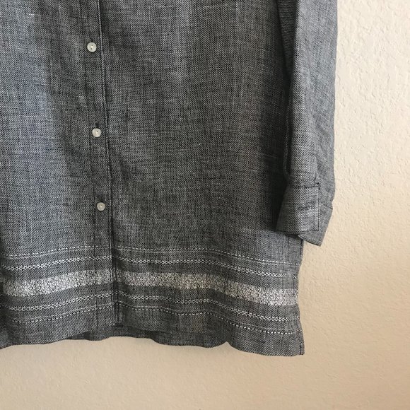 Norton McNaughton 100% Linen Black White Textured Blouse - Picture 5 of 6